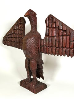 Early 20th Century Folk Art Hand Carved Wooden Eagle