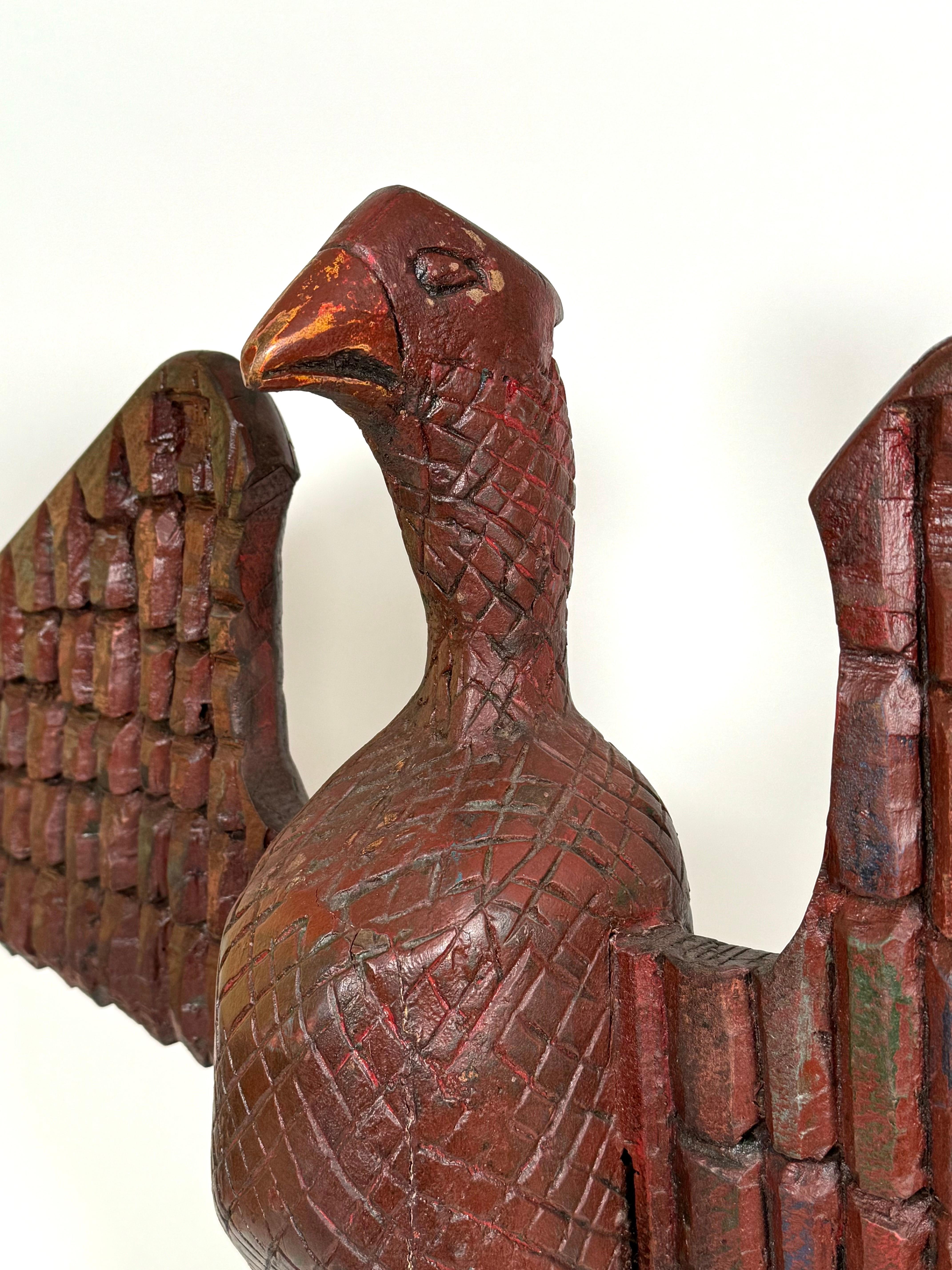 Hand-Carved Early 20th Century Folk Art Hand Carved Wooden Eagle For Sale