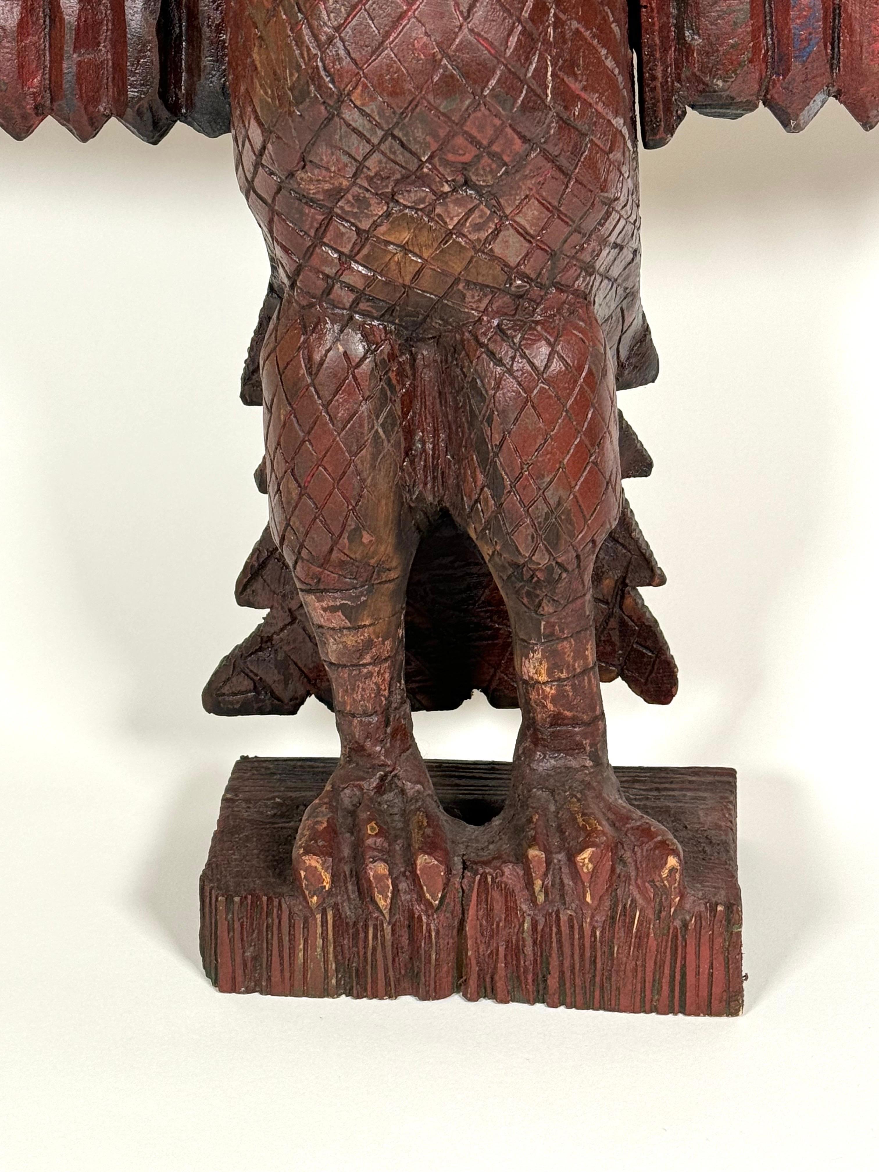 Early 20th Century Folk Art Hand Carved Wooden Eagle For Sale 3