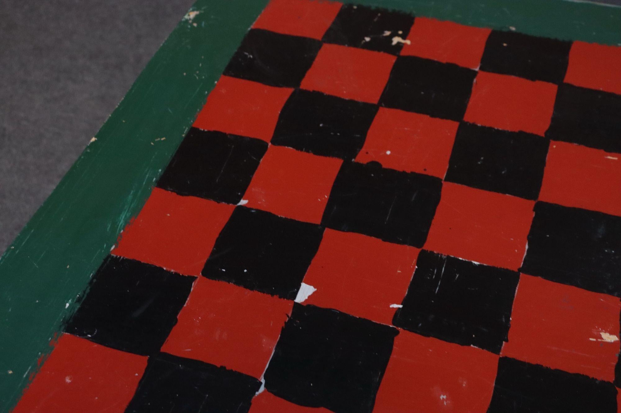 Early 20th Century Folk Art Hand-Painted Collapsible Game Table / Chess Board For Sale 5