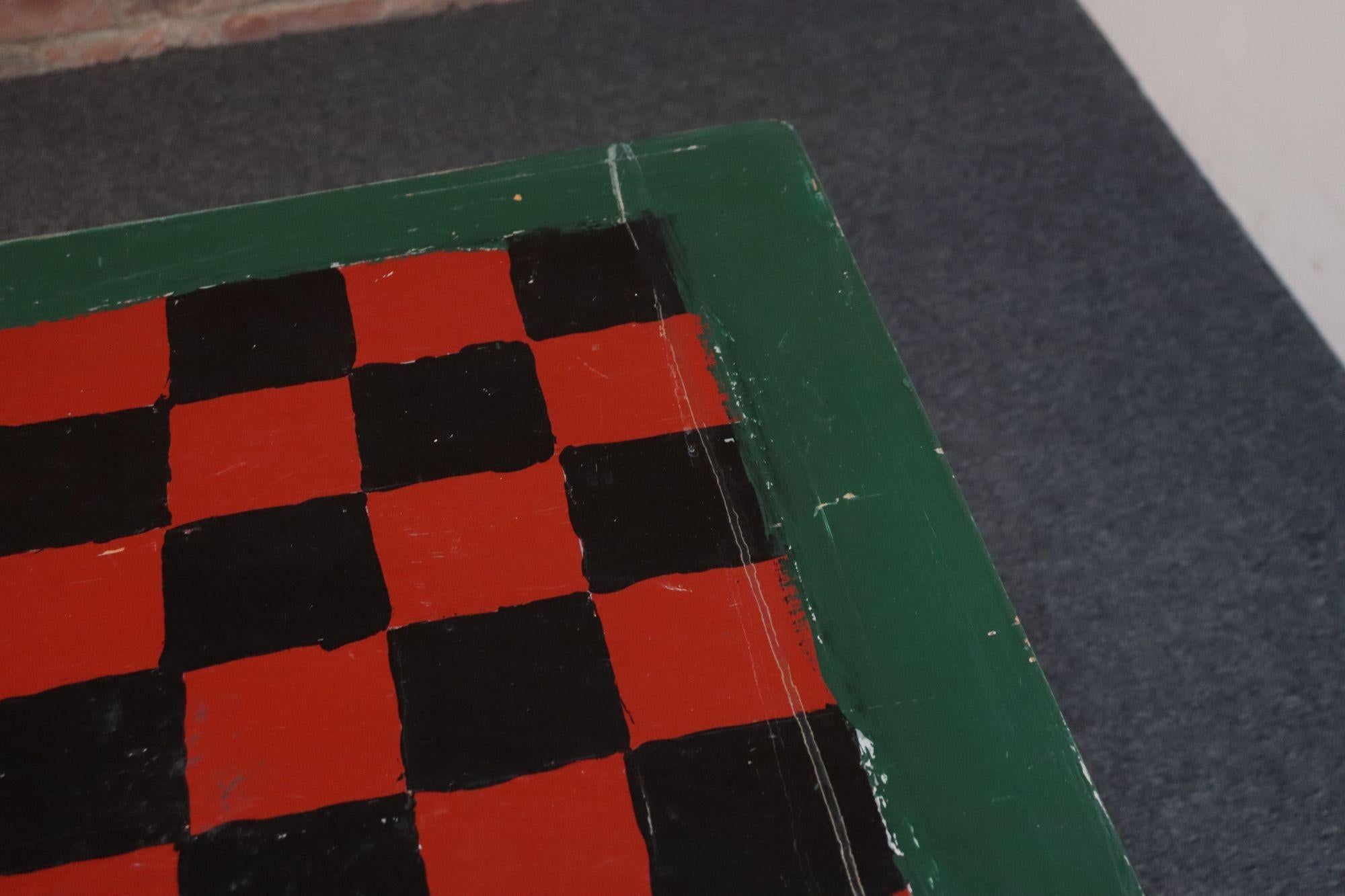 Early 20th Century Folk Art Hand-Painted Collapsible Game Table / Chess Board For Sale 6
