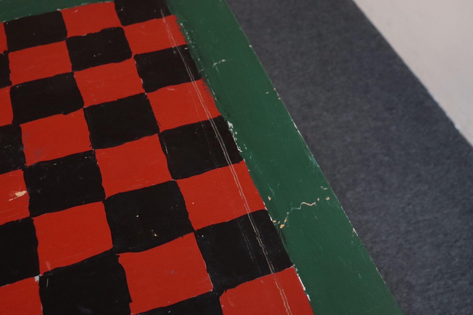 Early 20th Century Folk Art Hand-Painted Collapsible Game Table / Chess Board For Sale 7