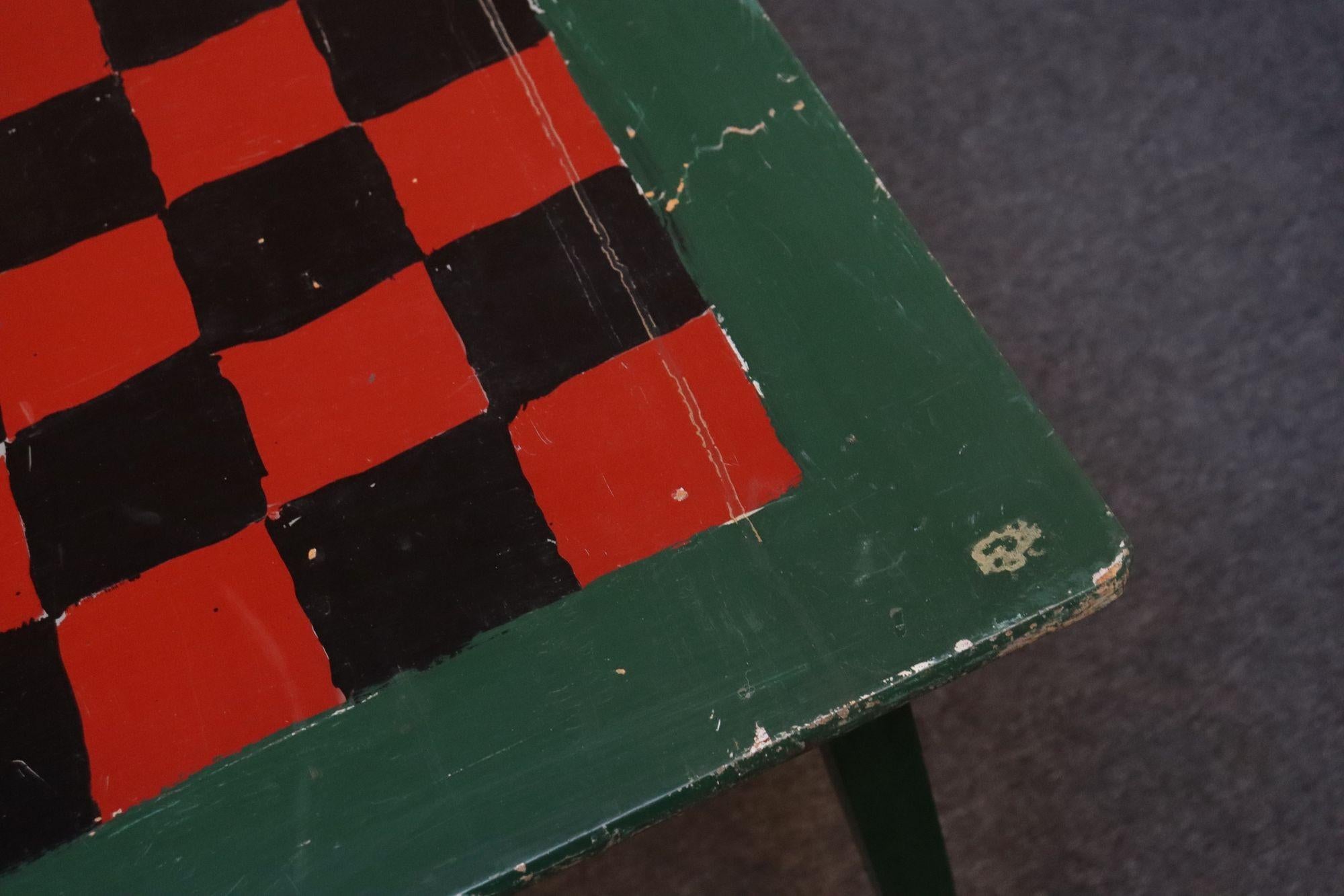 Early 20th Century Folk Art Hand-Painted Collapsible Game Table / Chess Board For Sale 8
