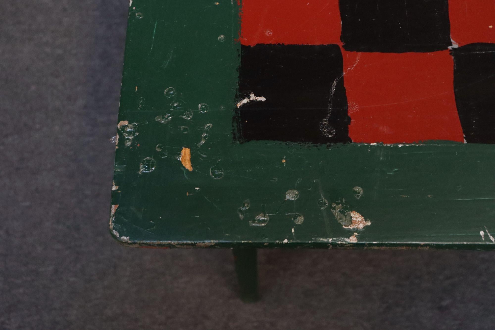 Early 20th Century Folk Art Hand-Painted Collapsible Game Table / Chess Board For Sale 9