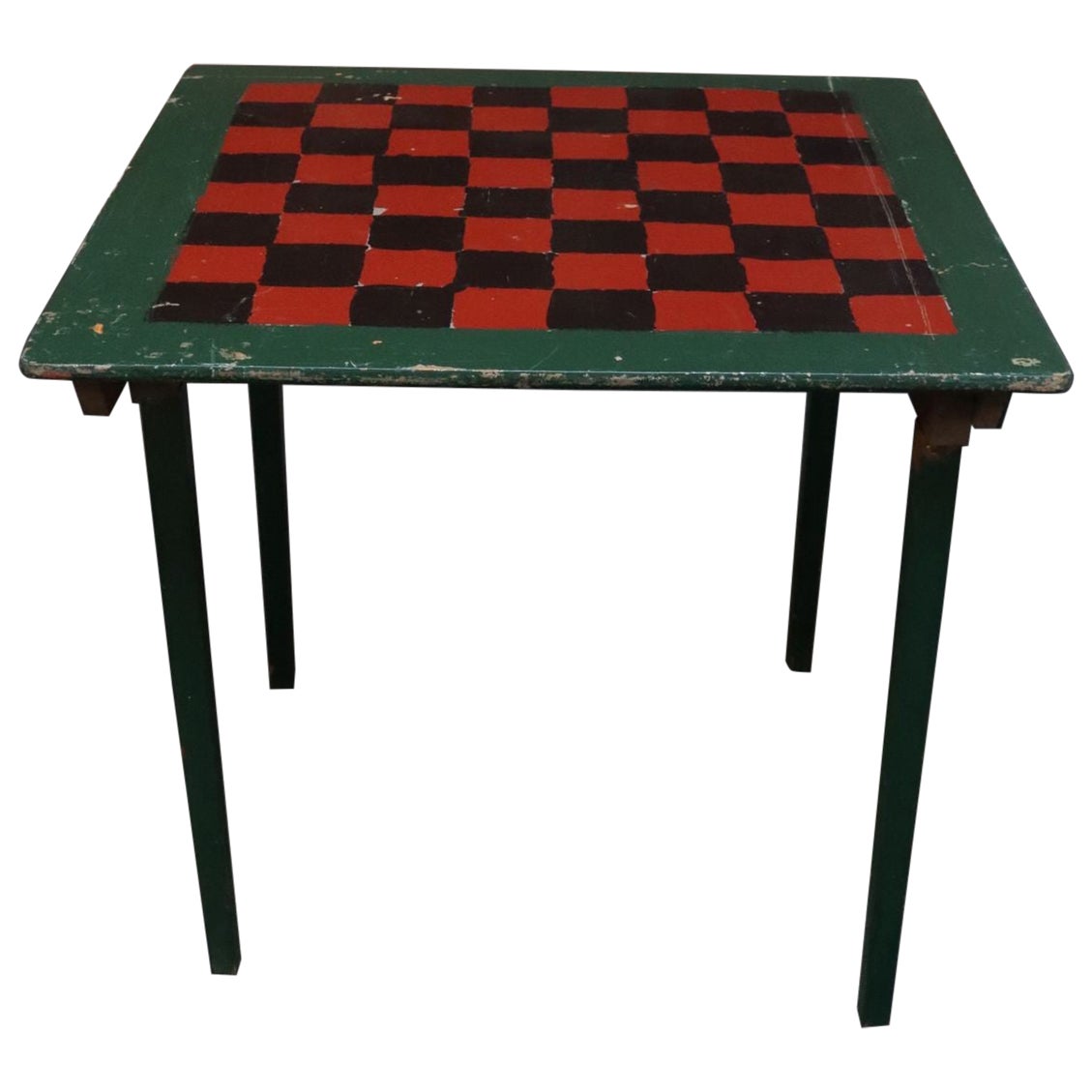 Early 20th Century Folk Art Hand-Painted Collapsible Game Table / Chess Board For Sale