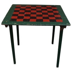 Early 20th Century Folk Art Hand-Painted Collapsible Game Table / Chess Board