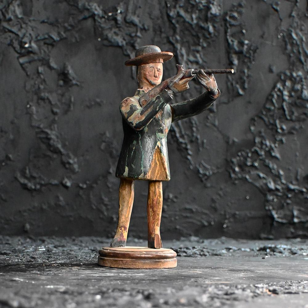 Hand-Crafted Early 20th Century Folk Art Huntsman Figure For Sale