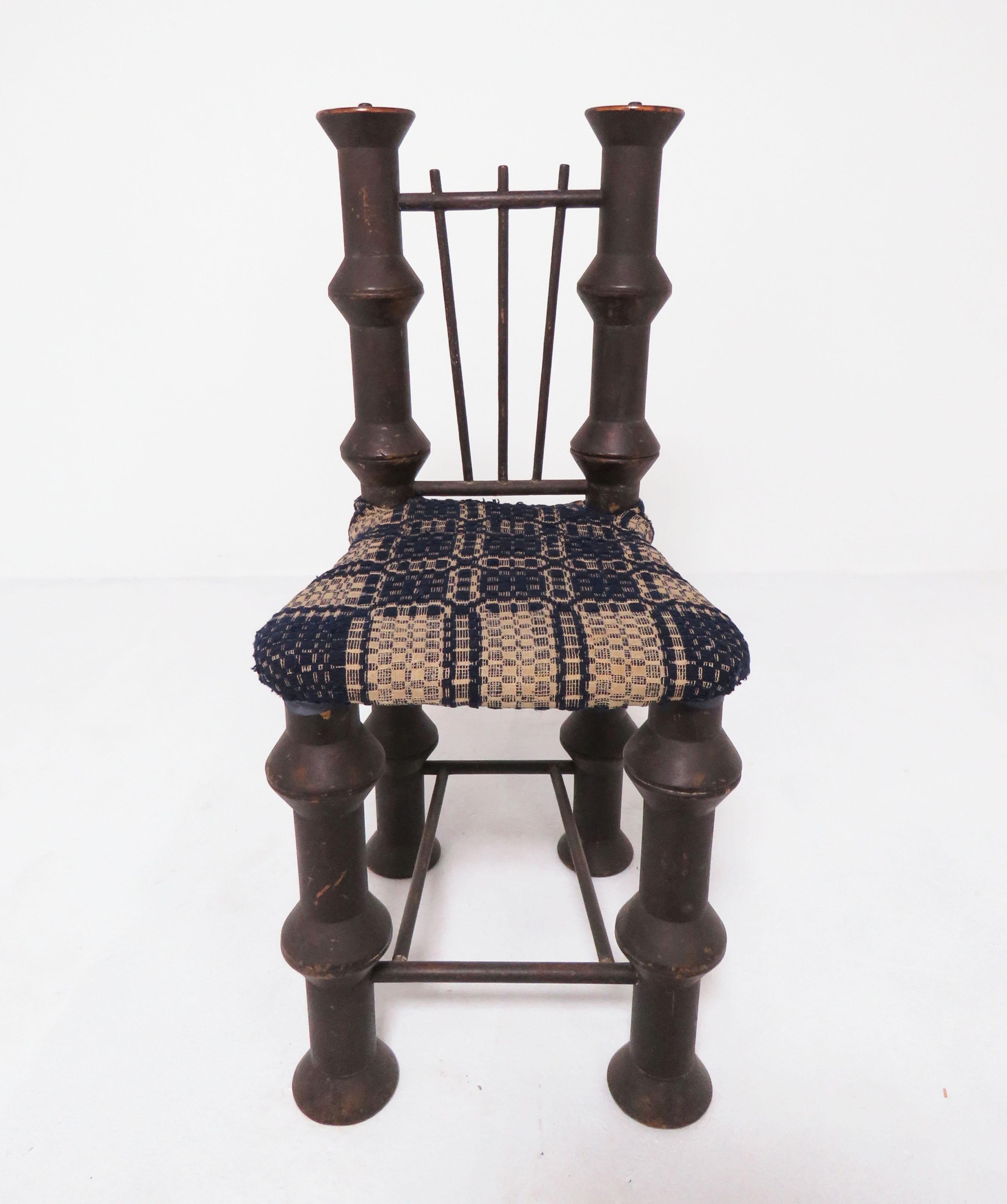 Early 20th Century Folk Art Industrial Era Spool Chair In Good Condition In Peabody, MA