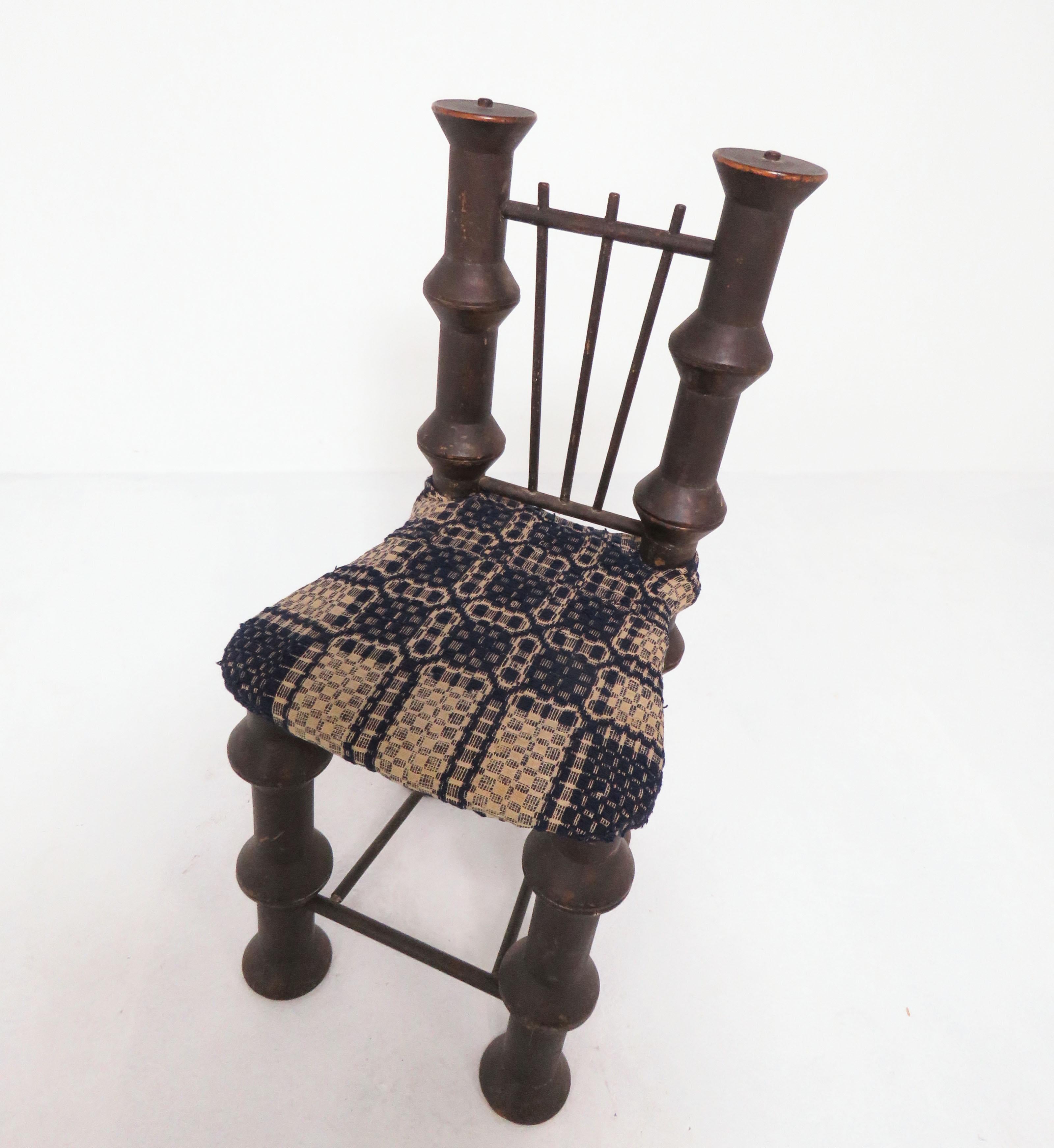 Upholstery Early 20th Century Folk Art Industrial Era Spool Chair