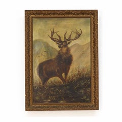 Early 20th Century Folk Art Painting of a Deer