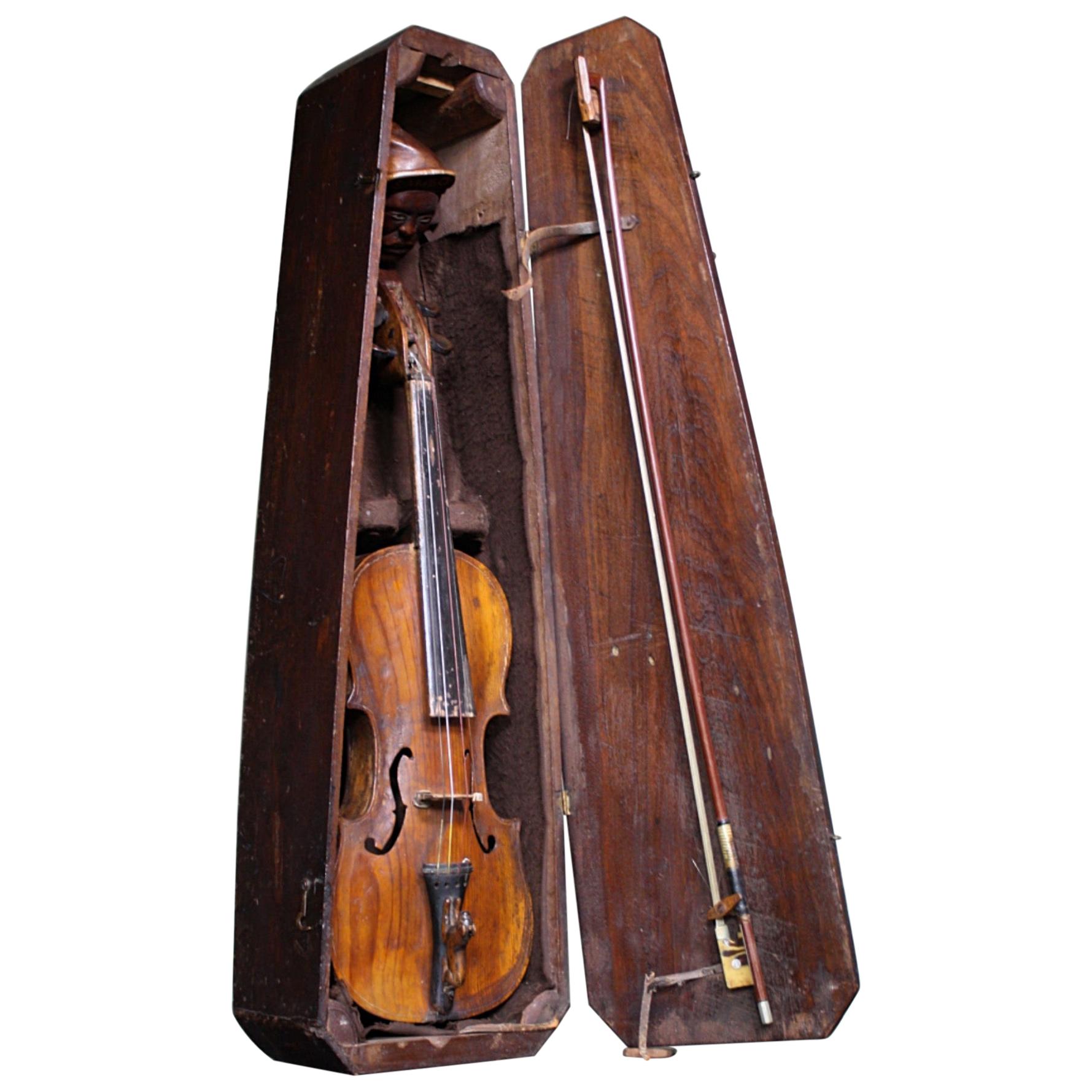 Early 20th Century Folk Art Carved Violin, Lock Miller Estate at 1stDibs