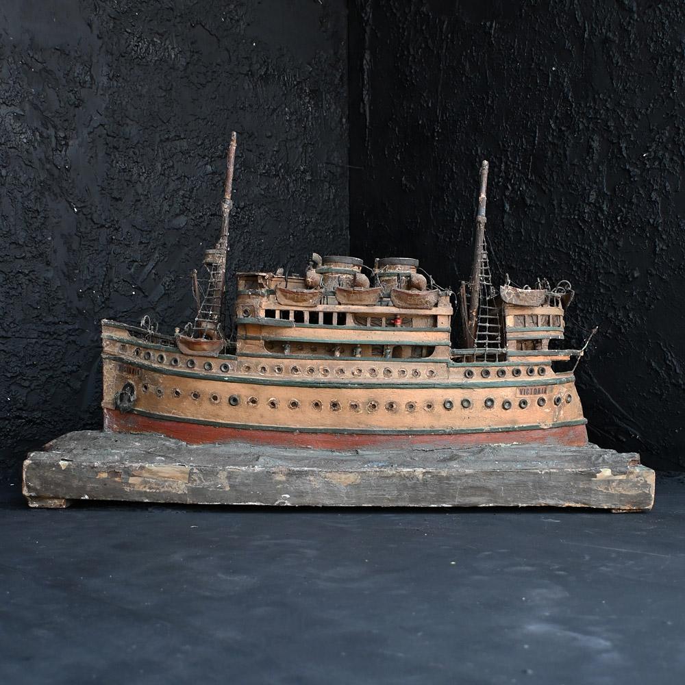British Early 20th Century Folk Art Scratch Built Ship For Sale