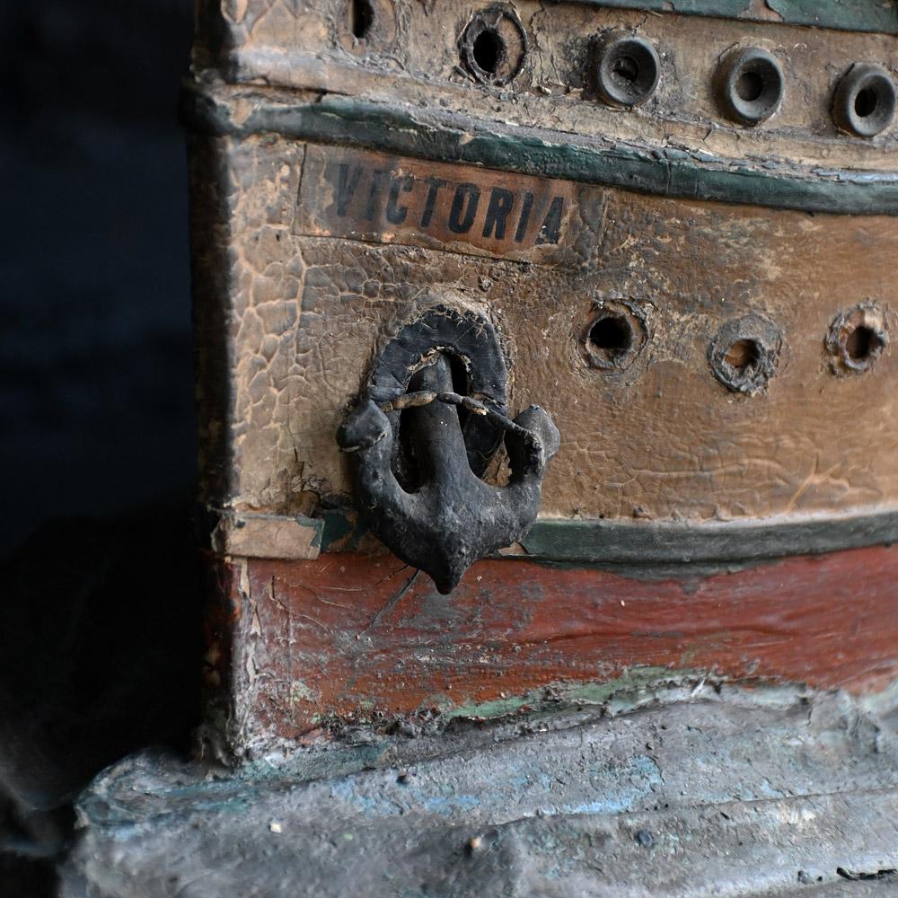 Hand-Crafted Early 20th Century Folk Art Scratch Built Ship For Sale