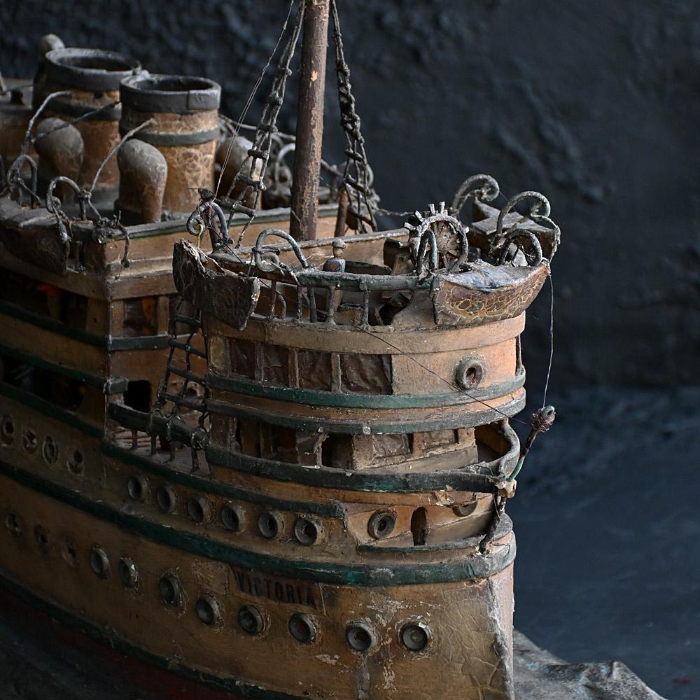 Early 20th Century Folk Art Scratch Built Ship For Sale 3