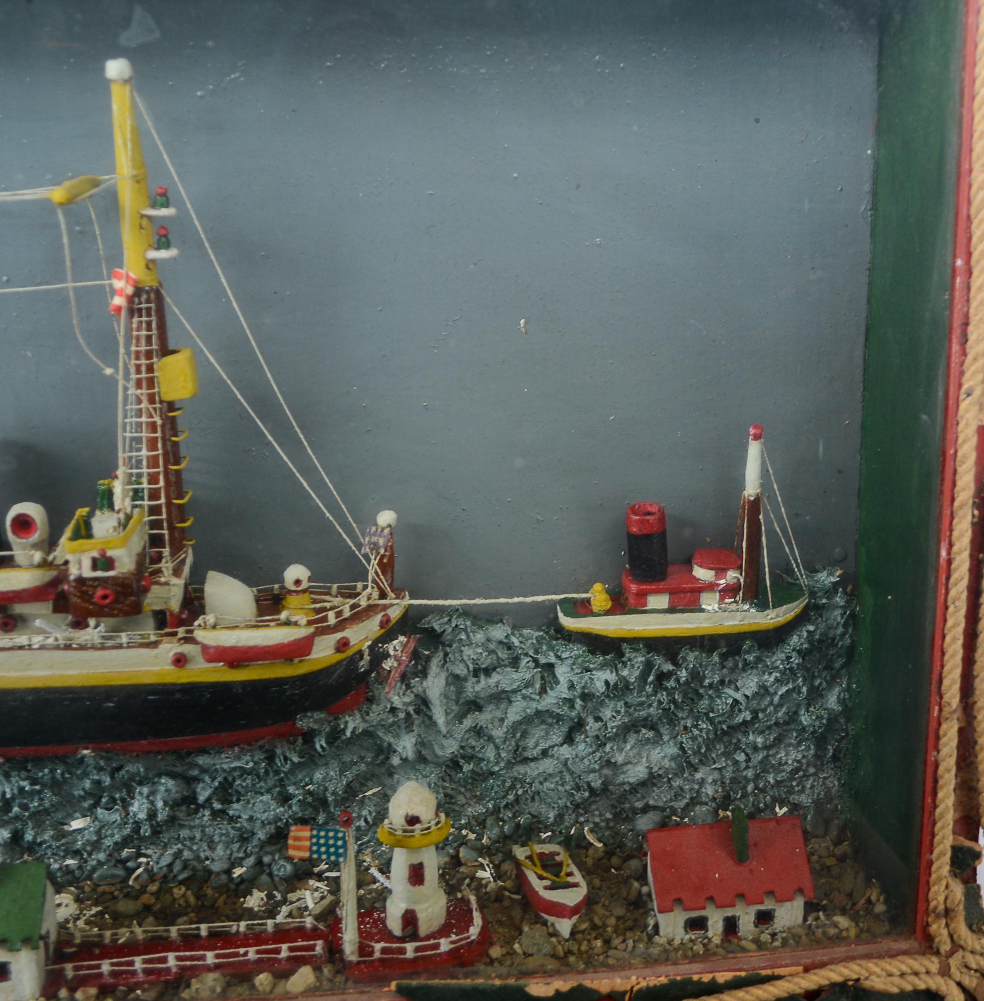 Early 20th Century Folk Art Ship Diorama In Good Condition For Sale In San Mateo, CA