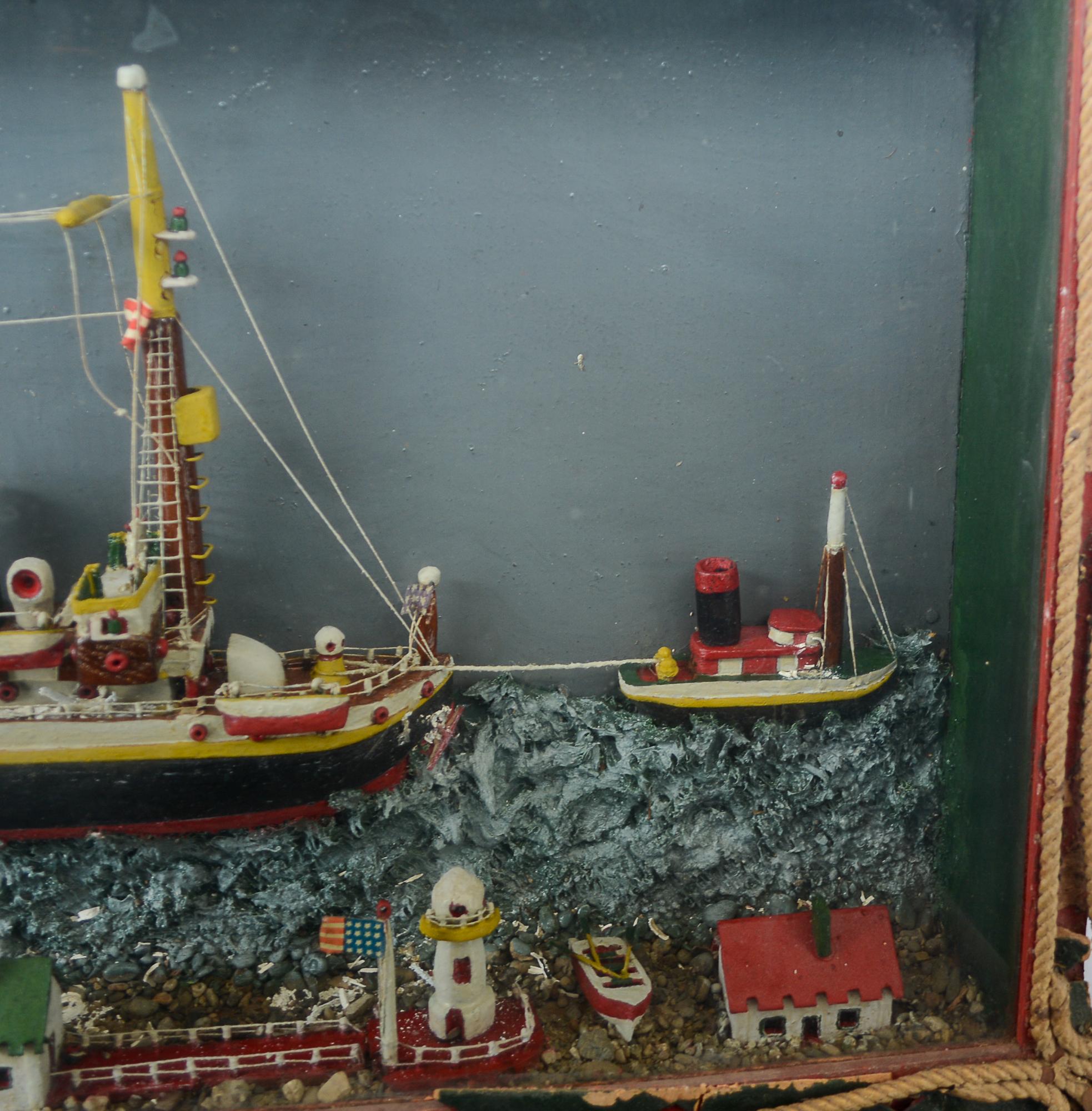 Americano Diorama di nave di arte popolare dell'inizio del XX secolo in vendita