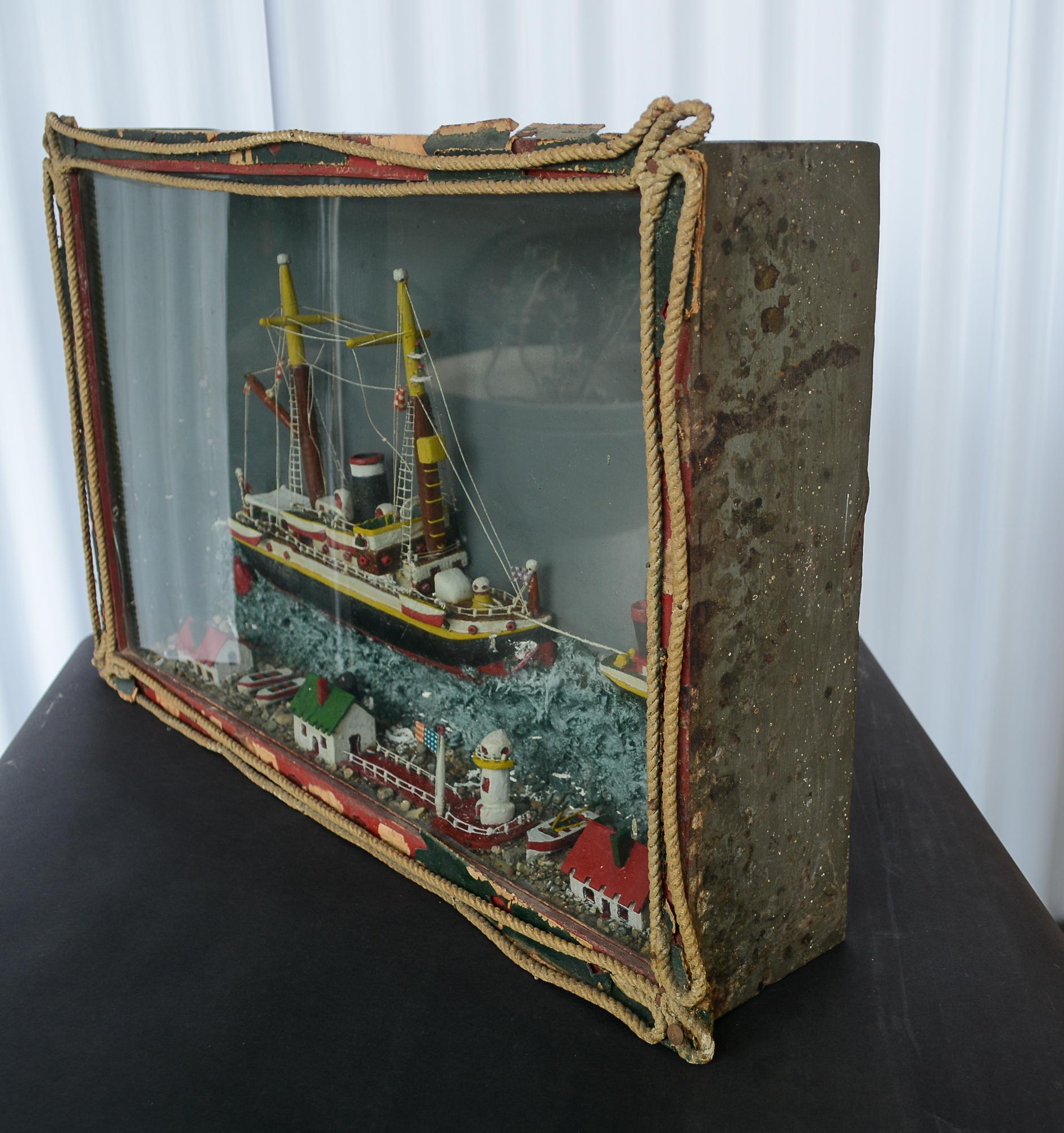 Diorama di nave di arte popolare dell'inizio del XX secolo in vendita 1