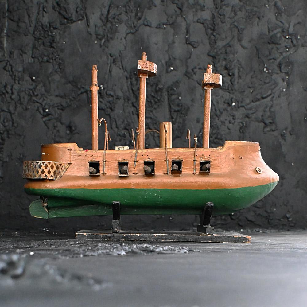 Wood Early 20th Century Folk Art Votive Ship Model  For Sale