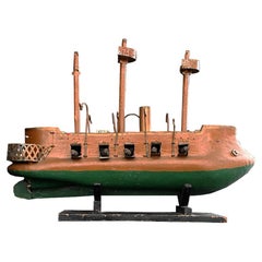 Used Early 20th Century Folk Art Votive Ship Model 