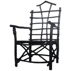 Early 20th Century Folk Outsider Art Vernacular Lichen Twig Armchair
