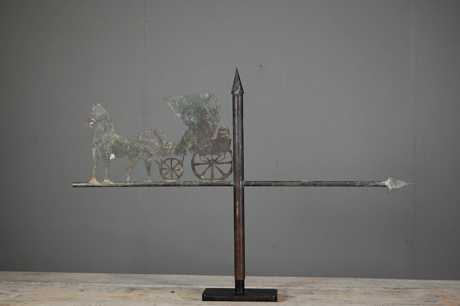 French Early 20th Century Folky Horse and Carriage Weathervane