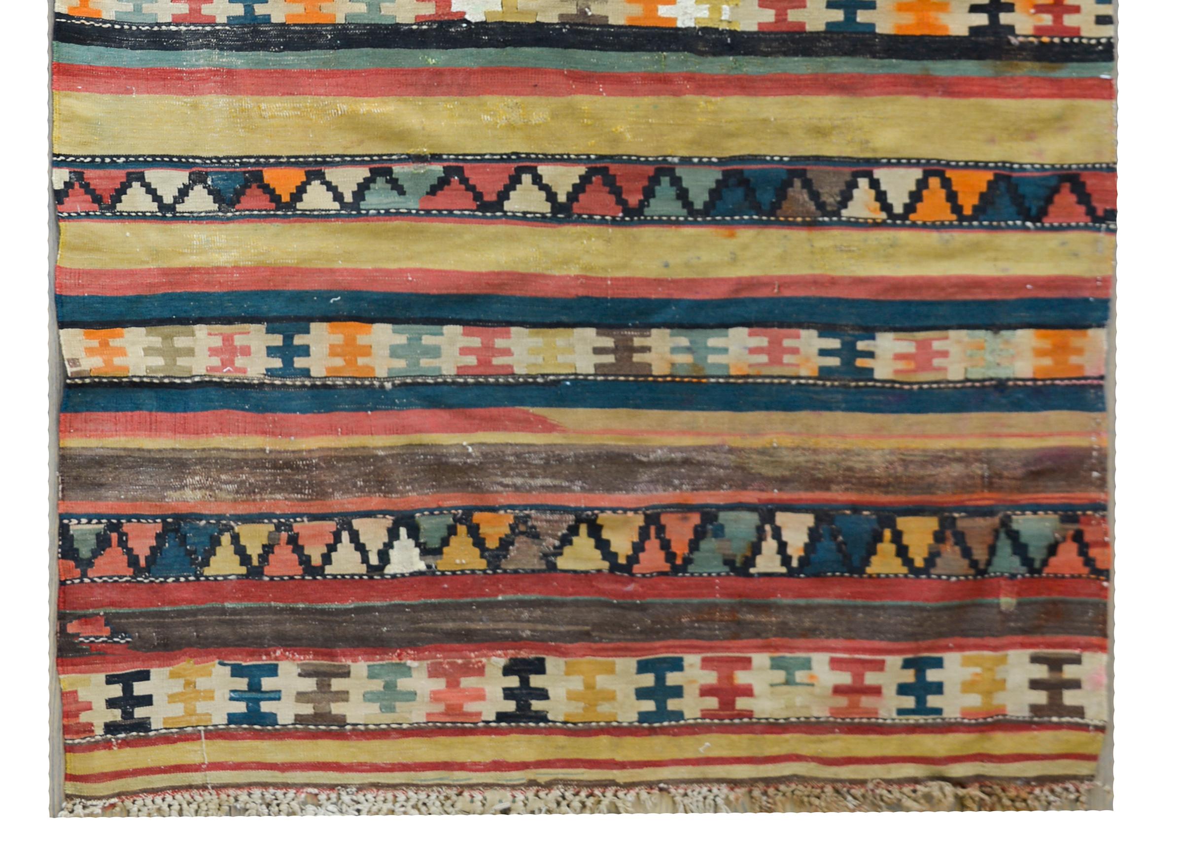 Wool Early 20th Century Persian Shahsevan Kilim Runner For Sale
