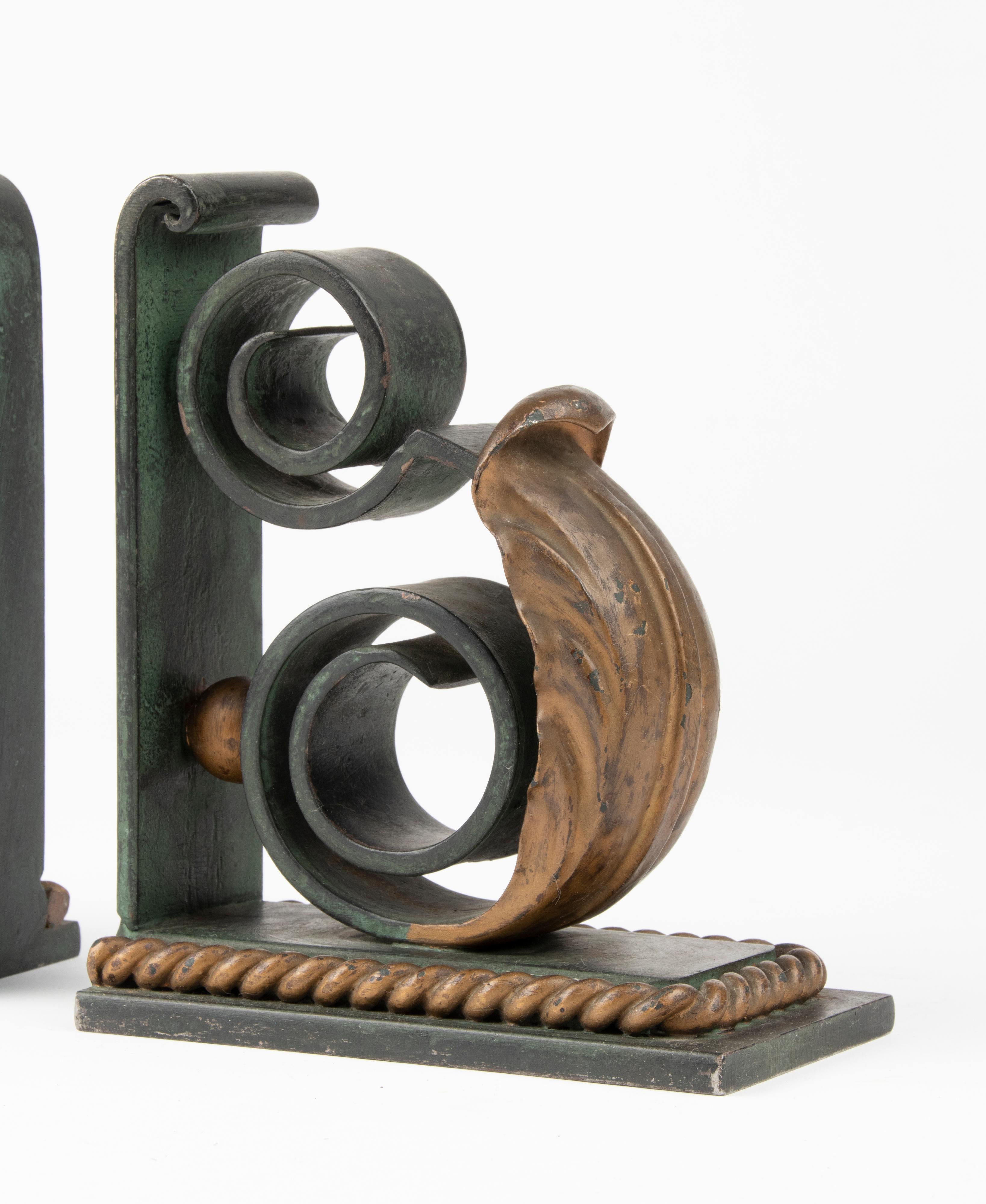 Early 20th Century Forged Iron Patinated Book-Ends 1