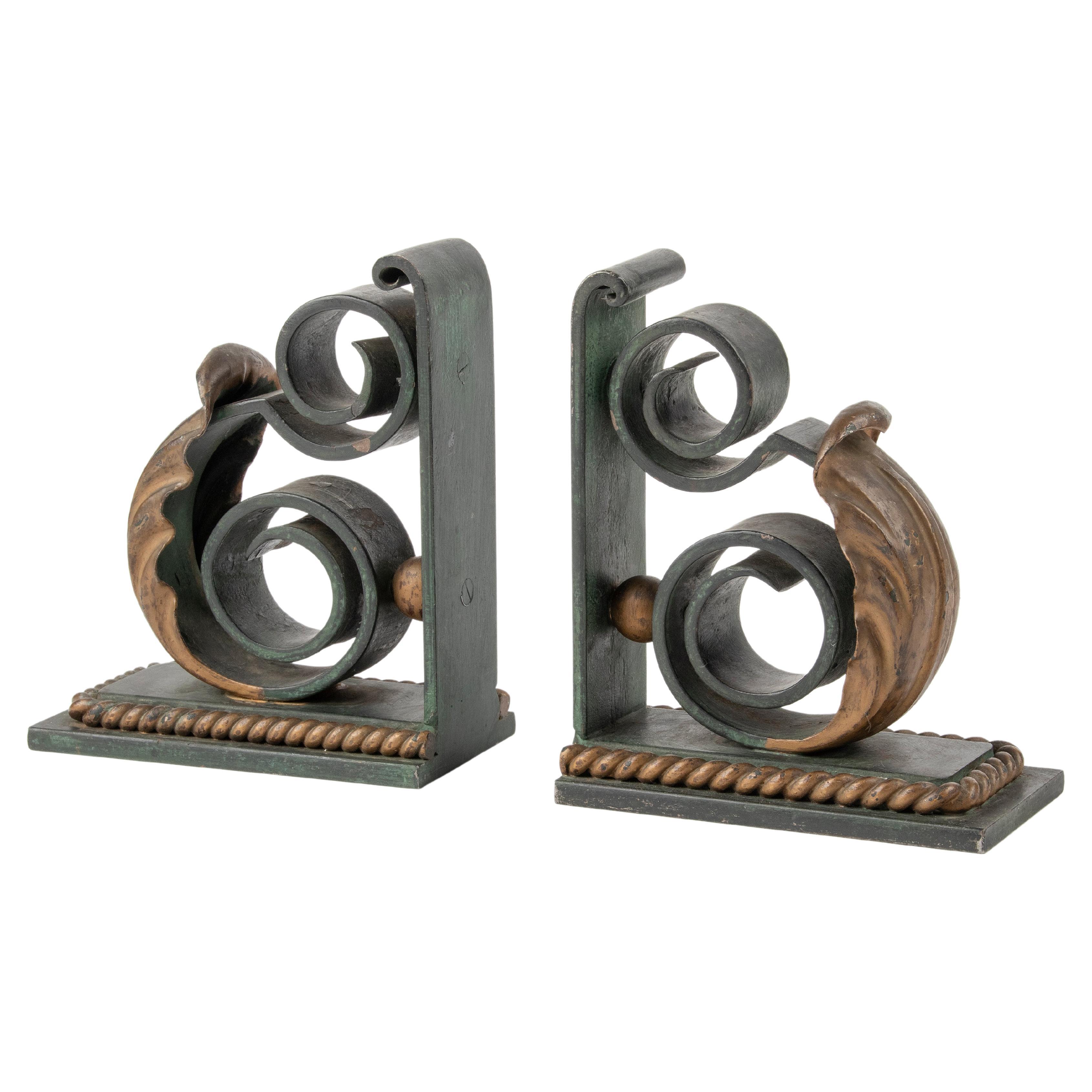 Early 20th Century Forged Iron Patinated Book-Ends