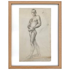 Early 20th Century Framed Academic Figure Drawing Early 20th Century Framed Academic Figure Drawing