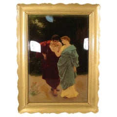 Early 20th Century Framed Glass-Covered Print of a Romantic Scene -1Y45