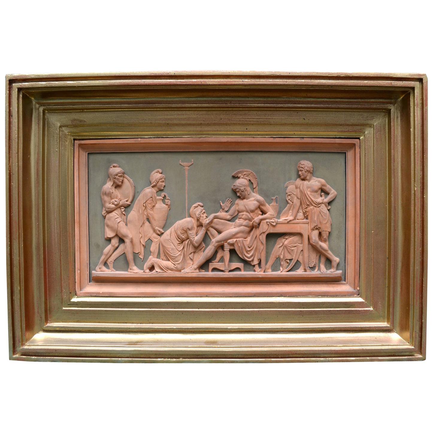 Early 20th Century Framed Neoclassical Terracotta Plaque after Thorlvladsen
