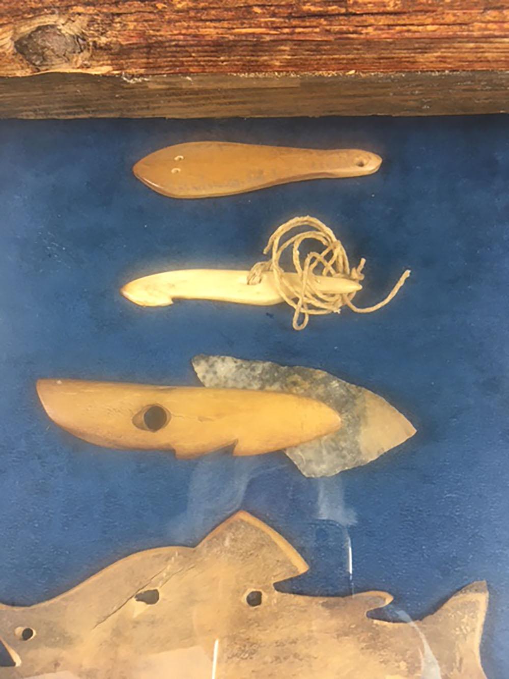 Bone Early 20th Century Framed Northwest Coast Fishing Hooks For Sale