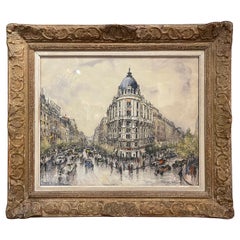 Gerahmtes Aquarell des frühen 20. Jahrhunderts „Paris Les Boulevards“, signiert Frank Will