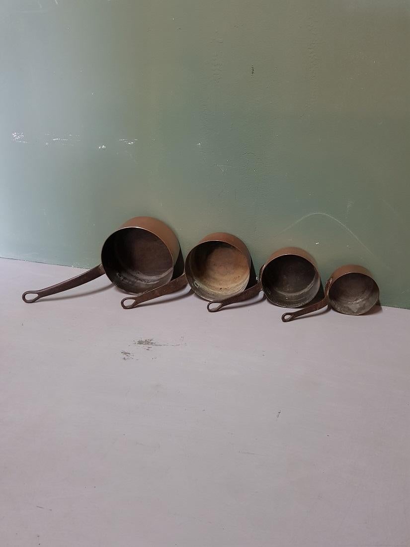 Early 20th Century French 4-Piece Copper Pan Set For Sale 1