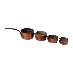 Early 20th Century French 4-Piece Copper Pan Set