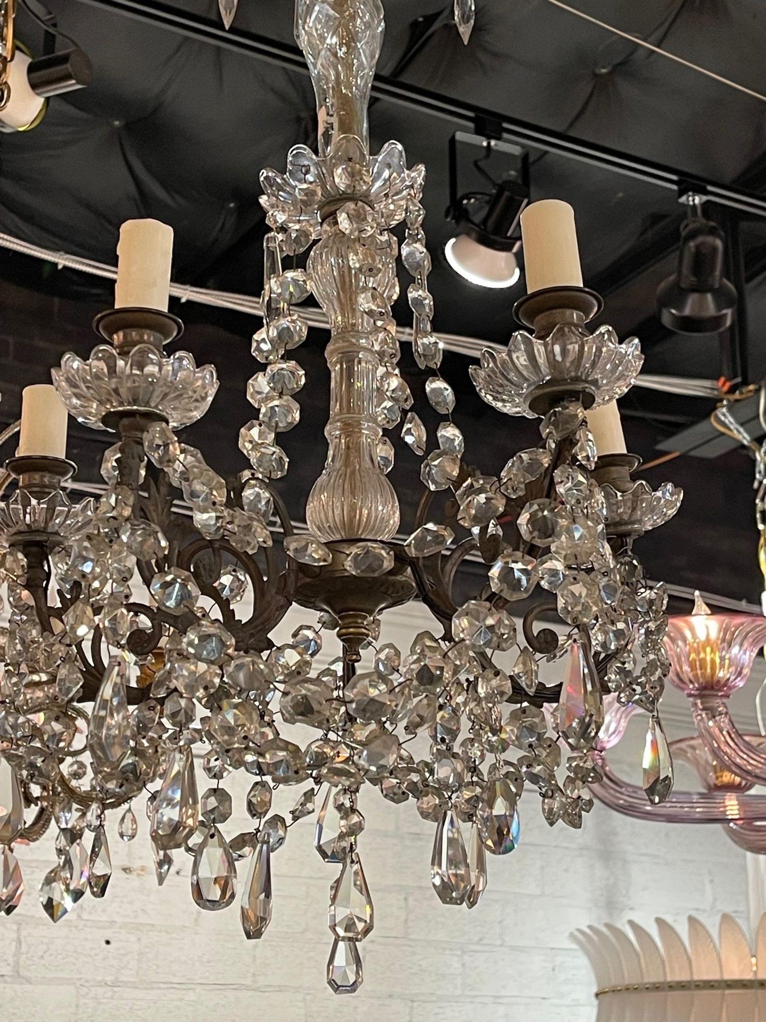 Bronze Early 20th Century French 5-Light Chandelier For Sale