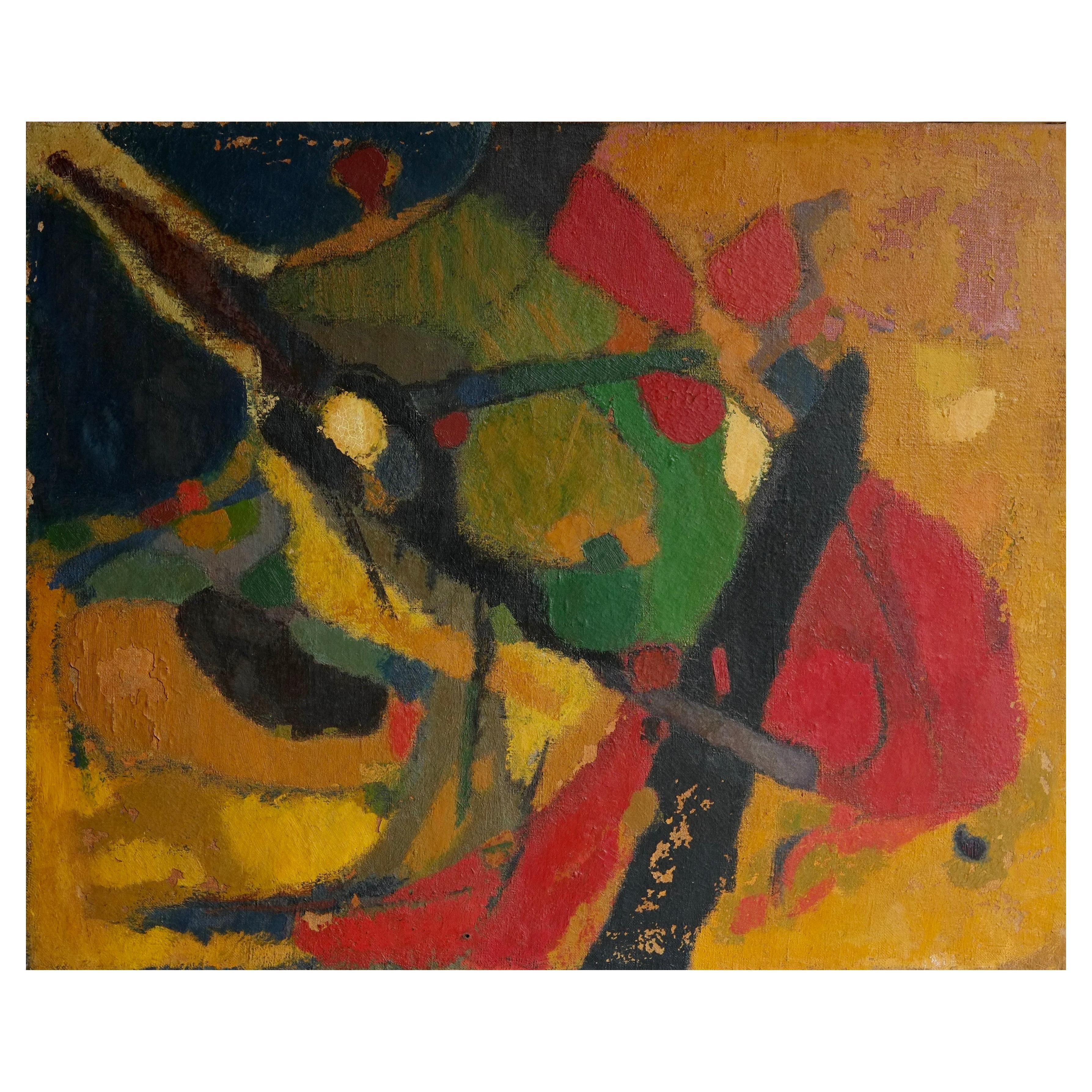 Early 20th Century, French, Abstract Oil on Canvas