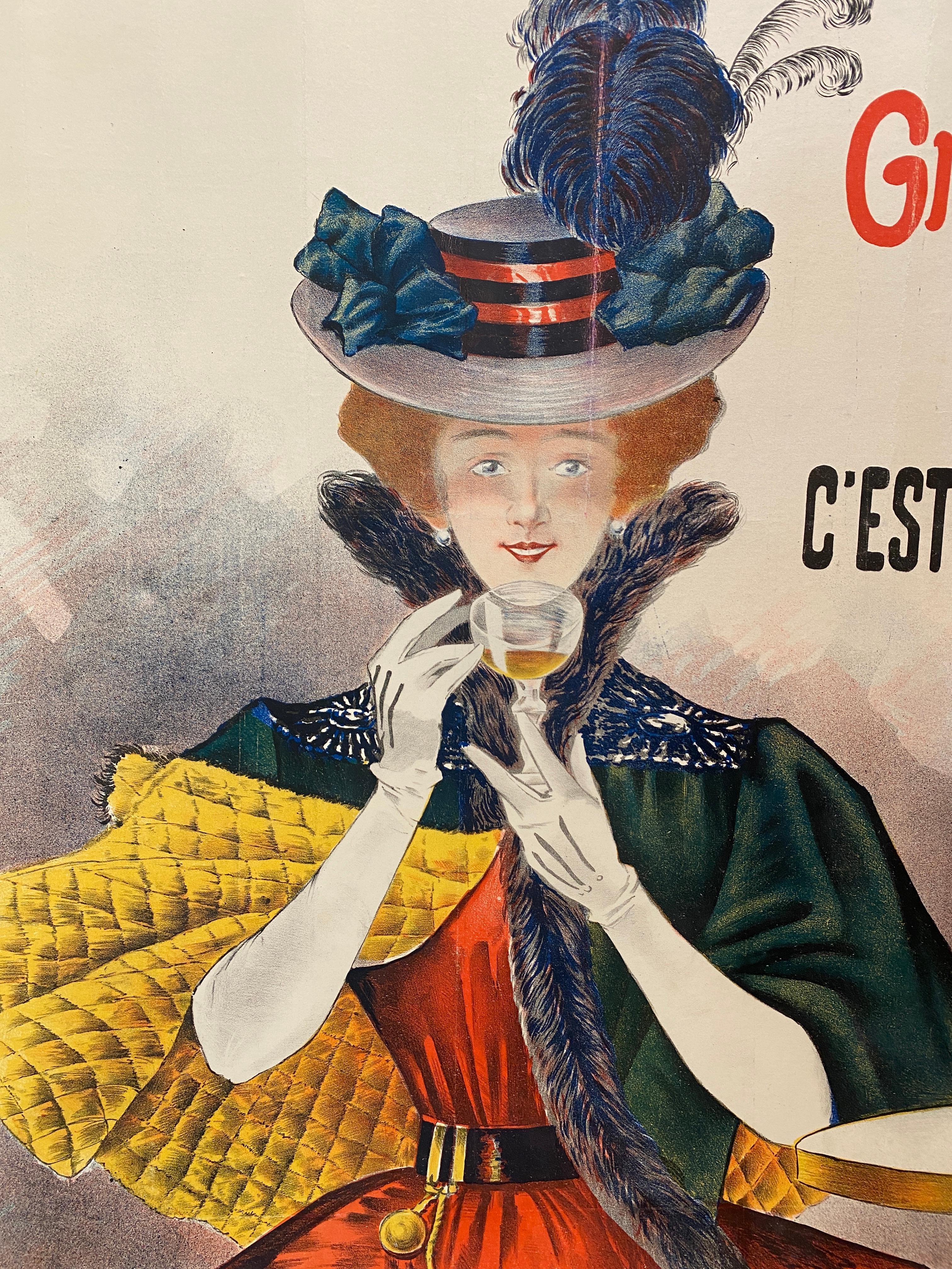 Cartel publicitario francés de principios del siglo XX, 'XERES VERMOUTH' c. 1900 Francés en venta