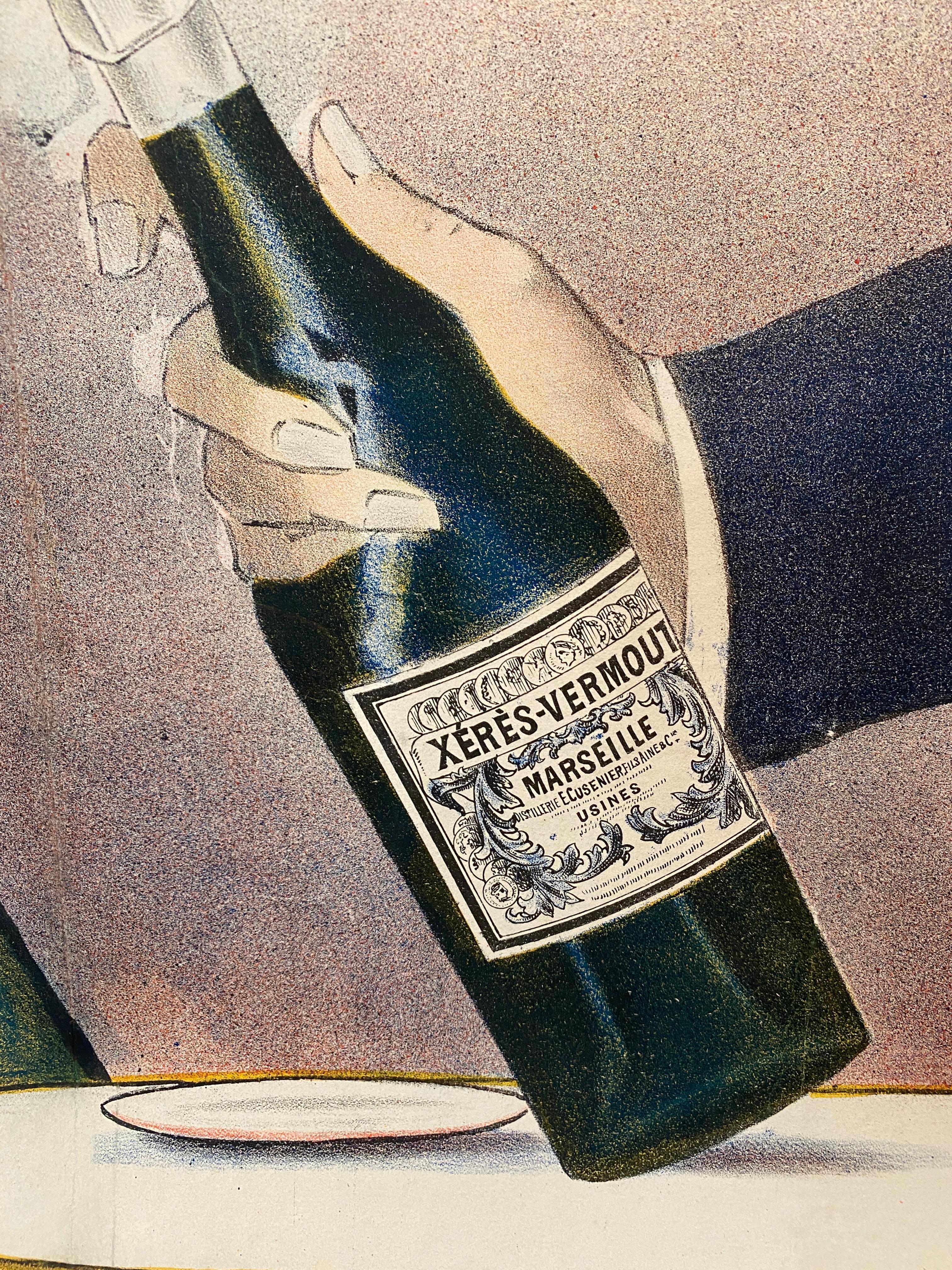 Cartel publicitario francés de principios del siglo XX, 'XERES VERMOUTH' c. 1900 Lino en venta