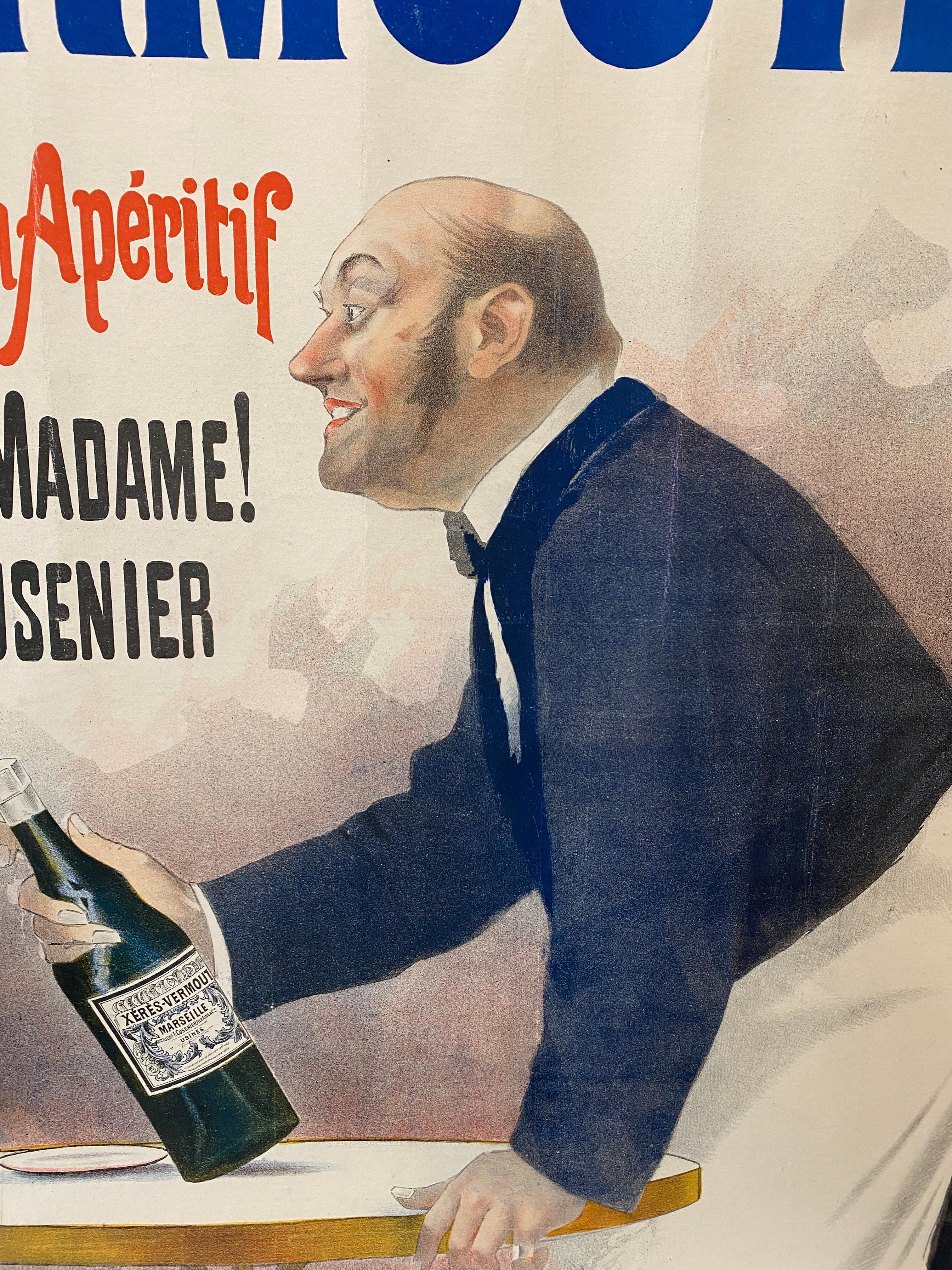 Cartel publicitario francés de principios del siglo XX, 'XERES VERMOUTH' c. 1900 en venta 1