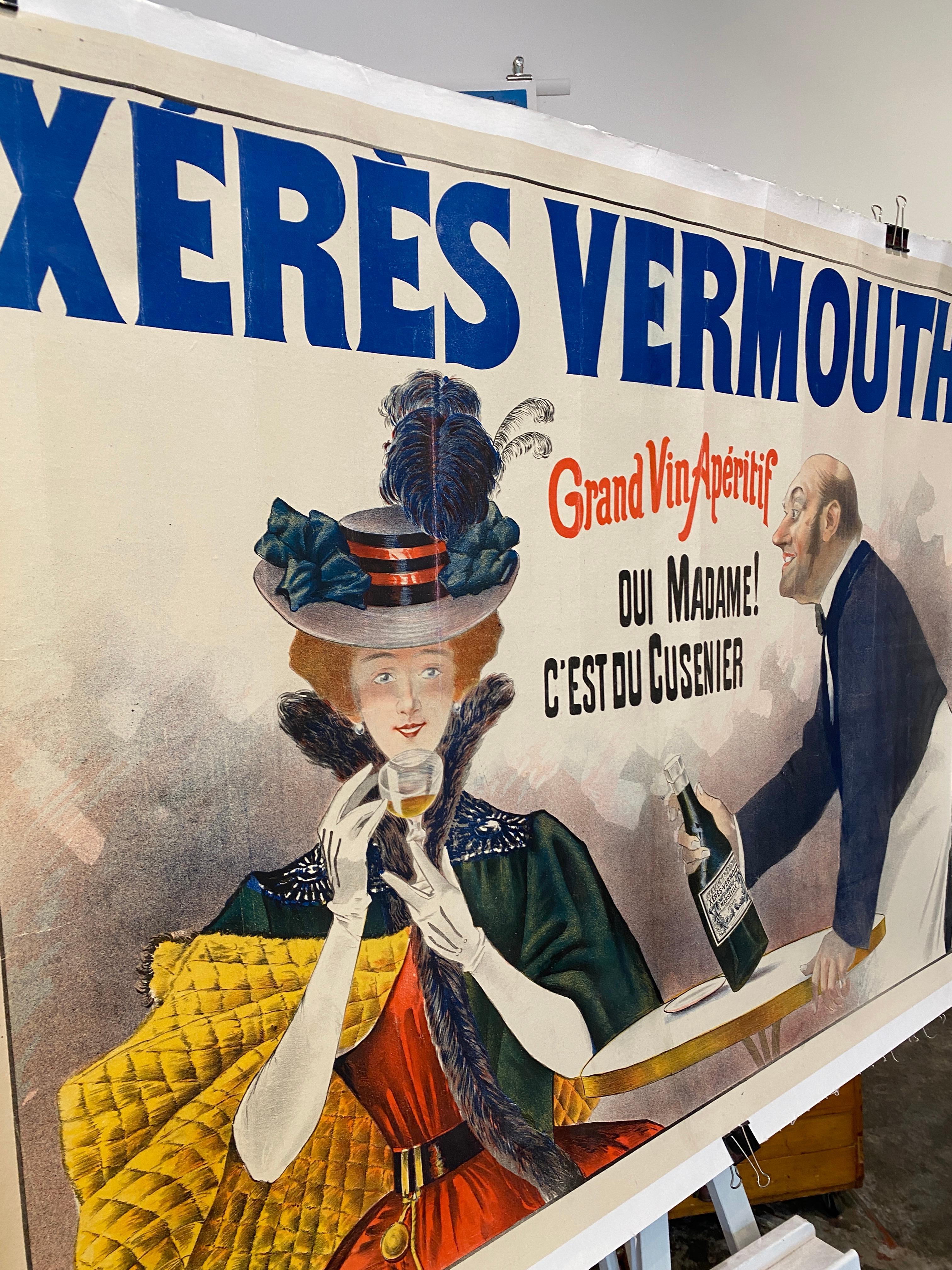 Cartel publicitario francés de principios del siglo XX, 'XERES VERMOUTH' c. 1900 en venta 2