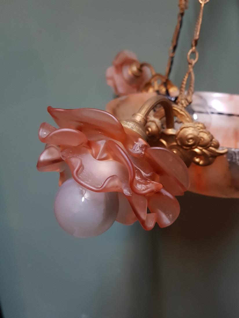 Early 20th Century French Alabaster Chandelier For Sale 1