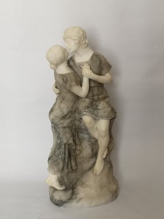 Early 20th Century French Alabaster of a Kissing Couple