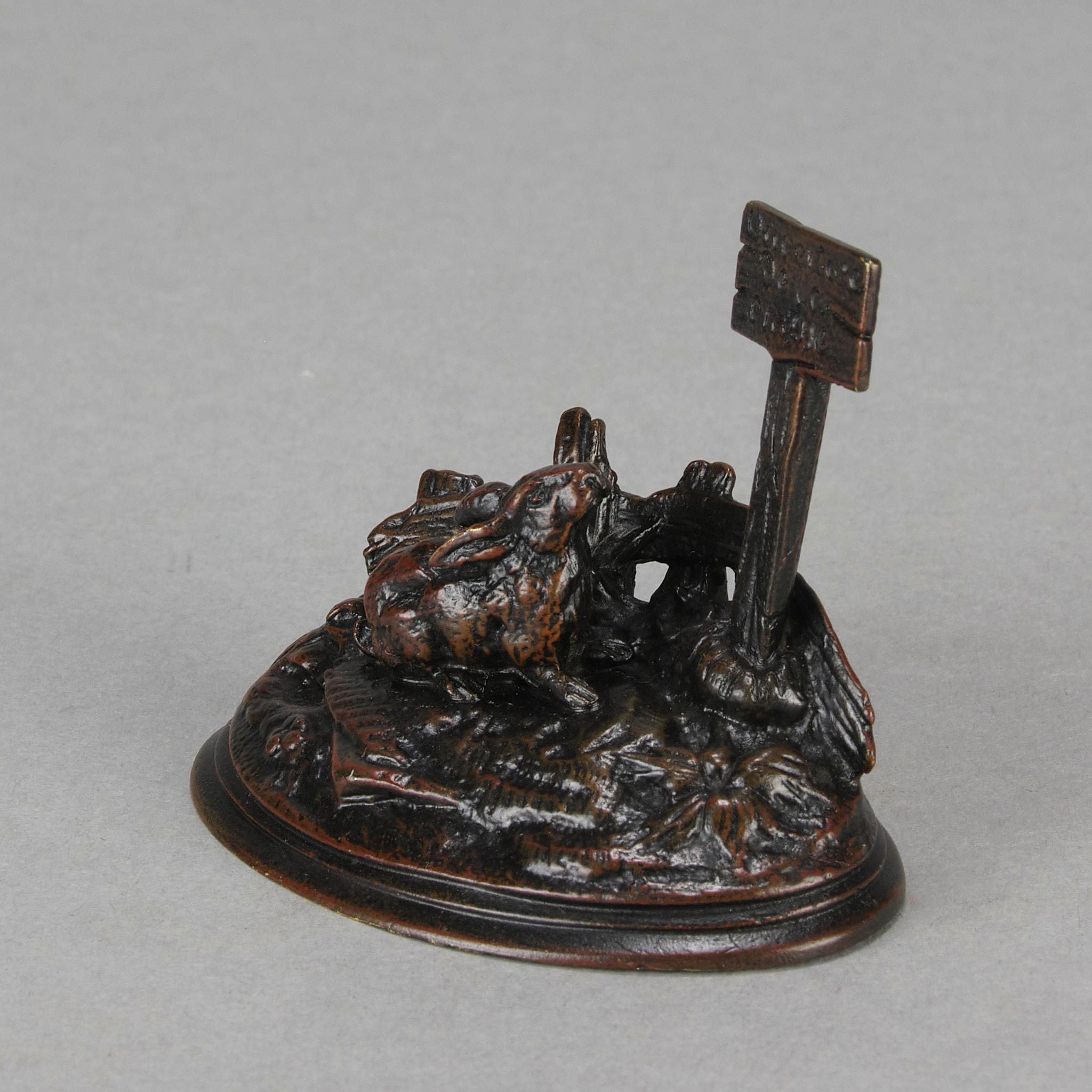 Français Bronze animalier français du début du 20e siècle intitulé « Lapin en colère » en vente