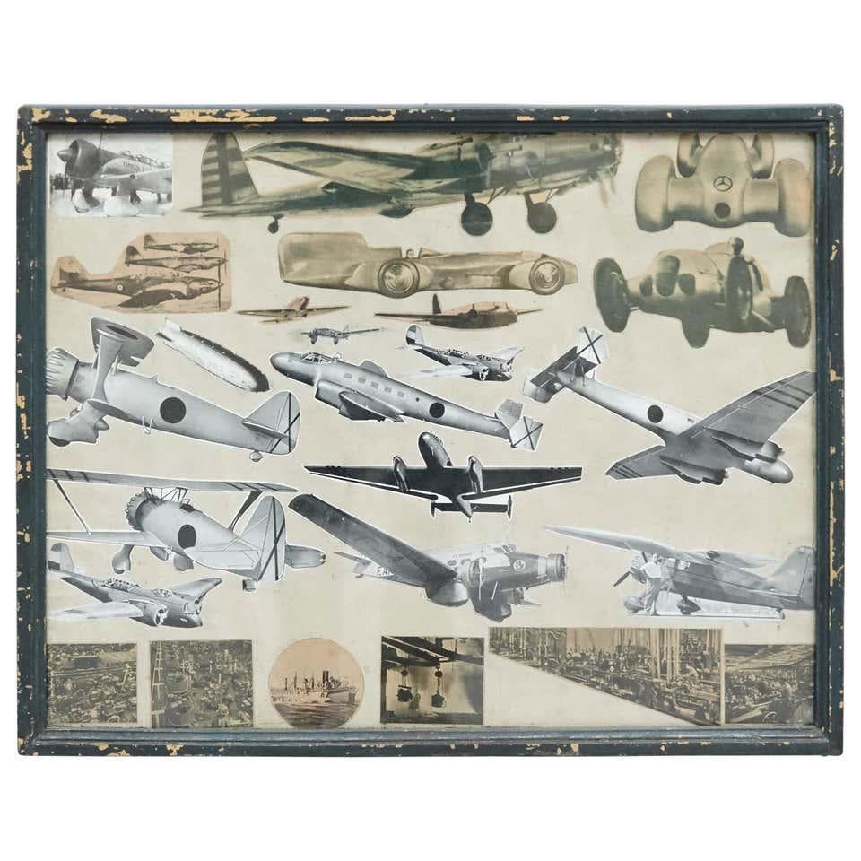 Early 20th Century French Antique Aviation Collage Composition For Sale 7