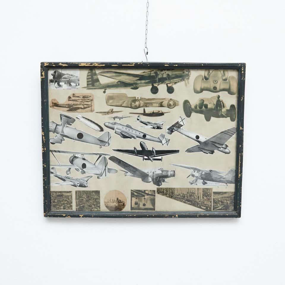 Glass Early 20th Century French Antique Aviation Collage Composition For Sale