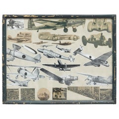 Early 20th Century French Antique Aviation Collage Composition