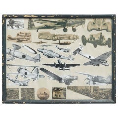 Early 20th Century French Antique Aviation Collage Composition