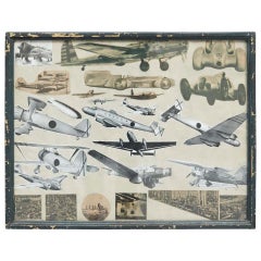 Composition française ancienne de collages d'aviation du début du XXe siècle