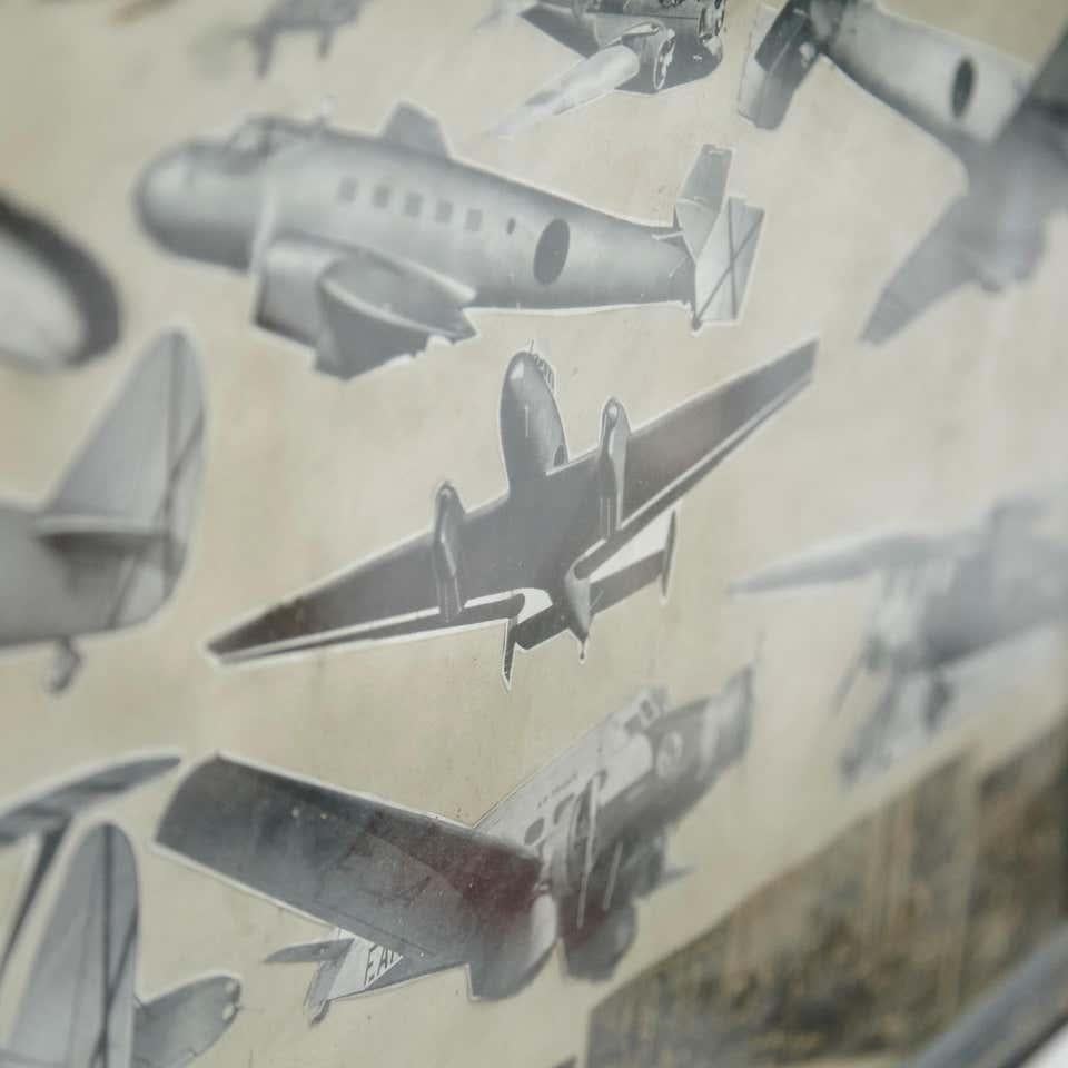Early 20th Century French Antique Aviation Collage Framed Composition For Sale 7